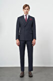 Koyu Lacivert Bez Ayağı Kılıç Yaka Tam Astar Esnek 6 Drop Slim Fit Classic Takım Elbise 1001245172