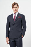 Koyu Lacivert Bez Ayağı Kılıç Yaka Tam Astar Esnek 6 Drop Slim Fit Classic Takım Elbise 1001245172