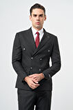 Siyah Bez Ayağı Kılıç Yaka Tam Astar Esnek 6 Drop Slim Fit Classic Takım Elbise 1001245173