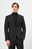 Siyah Desenli Örme Mono Yaka Yarım Astar Esnek 6 Drop Slim Fit Classic Takım Elbise 1001245174