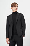 Siyah Desenli Örme Mono Yaka Yarım Astar Esnek 6 Drop Slim Fit Classic Takım Elbise 1001245174