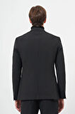 Siyah Desenli Örme Mono Yaka Yarım Astar Esnek 6 Drop Slim Fit Classic Takım Elbise 1001245174