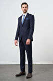Lacivert Armürlü Mono Yaka Tam Astar Esnek 6 Drop Slim Fit Classic Takım Elbise 1001245175