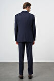 Lacivert Armürlü Mono Yaka Tam Astar Esnek 6 Drop Slim Fit Classic Takım Elbise 1001245175