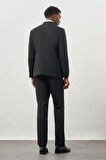 Siyah Bez Ayağı Kılıç Yaka Tam Astar Yelekli 6 Drop Slim Fit Takım Elbise 1001245177