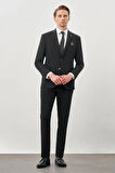 Siyah Düz Bez Ayağı Mono Yaka 2 Düğme Esnek 6 Drop Slim Fit Classic Takım Elbise 1001245178_001