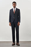 Koyu Lacivert Düz Bez Ayağı Mono Yaka 2 Düğme Esnek 6 Drop Slim Fit Classic Takım Elbise 1001245178_200
