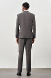 Gri Düz Bez Ayağı Kılıç Yaka 2 Düğme Yünlü 6 Drop Slim Fit Classic Takım Elbise 1001245179_100