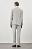 Gri Desenli Gofreli Mono Yaka Malzemesiz Beli Lastikli Esnek 6 Drop Slim Fit Casual Takım Elbise 1001245270