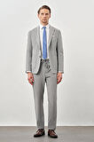 Gri Desenli Gofreli Mono Yaka Malzemesiz Beli Lastikli Esnek 6 Drop Slim Fit Casual Takım Elbise 1001245270