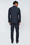 Lacivert Düz Gabardin Mono Yaka 2 Düğme 6 Drop Comfort Fit Basic Takım Elbise 1001250009_206