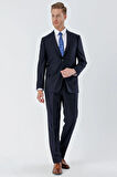 Lacivert Düz Gabardin Mono Yaka 2 Düğme 6 Drop Comfort Fit Basic Takım Elbise 1001250010_206