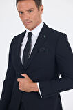 Siyah Düz Gabardin Kılıç Yaka 2 Düğme Pamuklu 6 Drop Slim Fit Basic Takım Elbise 1001250011_001