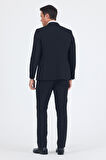 Siyah Düz Gabardin Kılıç Yaka 2 Düğme Pamuklu 6 Drop Slim Fit Basic Takım Elbise 1001250011_001