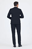 Siyah Düz Gabardin Kılıç Yaka 2 Düğme Pamuklu 6 Drop Slim Fit Basic Takım Elbise 1001250011_001
