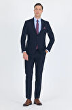 Lacivert Düz Gabardin Kılıç Yaka 2 Düğme Pamuklu 6 Drop Slim Fit Basic Takım Elbise 1001250011_206
