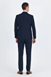 Lacivert Düz Gabardin Kılıç Yaka 2 Düğme Pamuklu 6 Drop Slim Fit Basic Takım Elbise 1001250011_206
