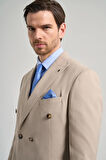 Koyu Krem Düz Bez Ayağı Kruvaze Esnek 6 Drop Slim Fit Classic Takım Elbise 1001250108_653