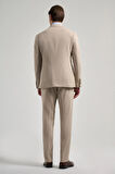Koyu Krem Düz Bez Ayağı Kruvaze Esnek 6 Drop Slim Fit Classic Takım Elbise 1001250108_653