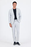 Gri Gofreli Mono Yaka Esnek 6 Drop Slim Fit Classic Takım Elbise 1001250117
