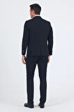 Siyah Mono Yaka Yarım Astar 6 Drop Slim Fit   Beli Lastikli Takım Elbise 1001250121