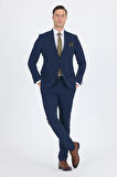 Lacivert Mono Yaka Yarım Astar 6 Drop Slim Fit   Beli Lastikli Takım Elbise 1001250121