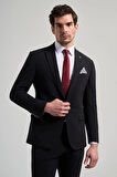Düz Gabardin Mono Yaka Tam Astar Beli Lastikli Esnek 6 Drop Slim Fit Takım Elbise 1001250155