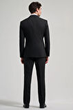 Siyah Kılıç Yaka Kendinden Desenli 2 Düğme Classic Esnek Slim Fit Takım Elbise 1001250156