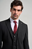 Siyah Kılıç Yaka Kendinden Desenli 2 Düğme Classic Esnek Slim Fit Takım Elbise 1001250156