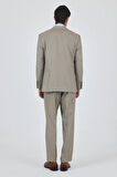 Koyu Bej Mono Yaka Astarlı Çift Yırtmaç Esnek 4 Drop Comfort Fit Classic Takım Elbise 1001250160