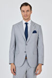 Gri Mono Yaka Desenli Astarlı Çift Yırtmaç Esnek 6 Drop Comfort Fit Classic Takım Elbise 1001250161