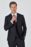 Düz Filafil Mono Yaka Tam Astar Yelekli 6 Drop Slim Fit Takım Elbise 1001250171