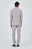Taş Rengi Mono Yaka Kendinden Desenli 2 Düğme Casual Esnek Slim Fit Takım Elbise 1001250174