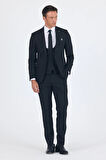 Siyah Düz Bez Ayağı Mono Yaka 2 Düğme 6 Drop Slim Fit Basic Takım Elbise 1001250186_001