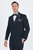 Siyah Kılıç Yaka Kruvaze Slim Fit Ceremony Takım Elbise 1001250203