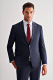 Lacivert Kılıç Yaka Tam Astar 6 Drop Slim Fit Takım Elbise 1001255157