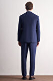 Lacivert Mono Yaka Kendinden Çizgili Desen Esnek 4 Drop Comfort Fit Classic Takım Elbise 1001255159