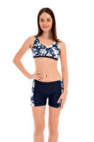 RUKOMAYO LACİVERT ÇİÇEK DESENLİ OMUZDAN ASKILI FREESET MODEL ŞORTLU LYCRA KUMAŞ BİKİNİ