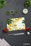 Cam Kesme Tahtası - Cam Kesme Tablası | Limon Desenli | 20cm x 30cm