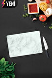 Cam Kesme Tahtası - Cam Kesme Tablası | Klasik Mermer Desenli | 20cm x 30cm