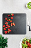 Cam Kesme Tahtası - Cam Kesme Tablası | Çilek Desen | 29cm x 34cm