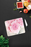Cam Kesme Tahtası - Cam Kesme Tablası | Pembe Krizantem | 29cm x 34cm