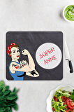 Cam Kesme Tahtası - Cam Kesme Tablası | Süper Anne | Karatahta Temalı | 29cm x 34cm