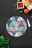 Cam Kesme Tahtası - Cam Kesme Tablası | Renkli Mandala Desenli | Çap32cm