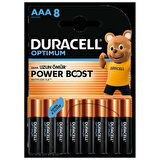 Duracell Optimum Powerboost AAA İnce Kalem Pil 8'li