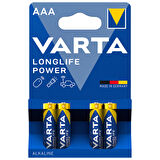 Varta Longlife Power AAA İnce Kalem Pil 4'lü Paket (Alkalin) 3 ADET