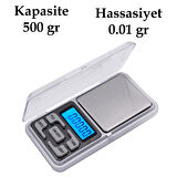 Dijital Hassas Elektronik Kuyumcu Cep Terazisi Tartı 500 gr /  0.1 gr-Findit
