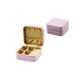 MİNİ FERMUARLI TAKI KUTUSU - ÇANTA SUNİ DERİ 4 BÖLME+6 YÜZÜKLÜK+3 KÜPELİK+FİLE =10X10CM - Y:5CM-Findit