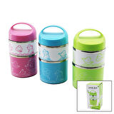SABİT KULPLU - RESİMLİ - RENKLİ   2Lİ  SEFER TASI - SAKLAMA KABI 930ML-Findit