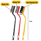 3 lü Detaylı Temizlik Bakır,Demir ve Sert Plastik Tel Fırça-Findit
